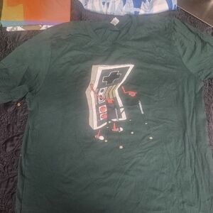Green Graphic T-Shirt with Game Controller Design